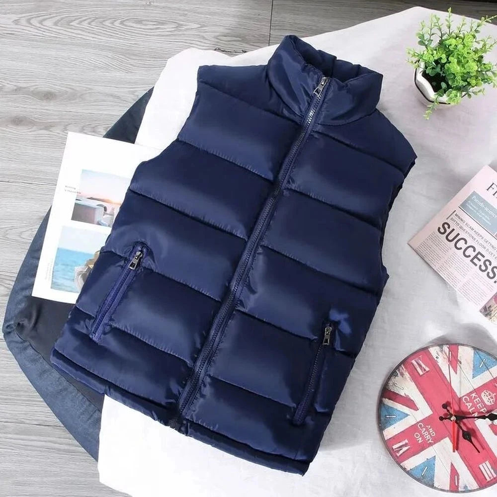Men's Slim Fit Mandarin Collar Padded Vest – Casual Spring Autumn 2023 Trend