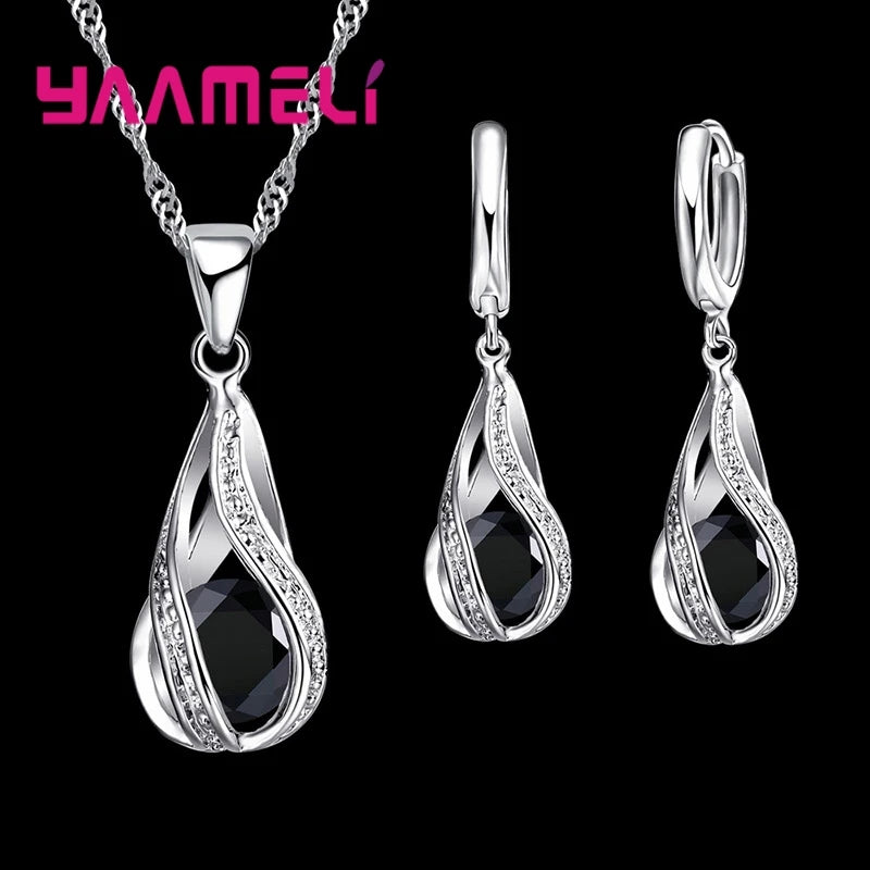 Set Collar & Pendientes Plata 925 con Zirconia – Joya Boda & Fiesta, Regalo