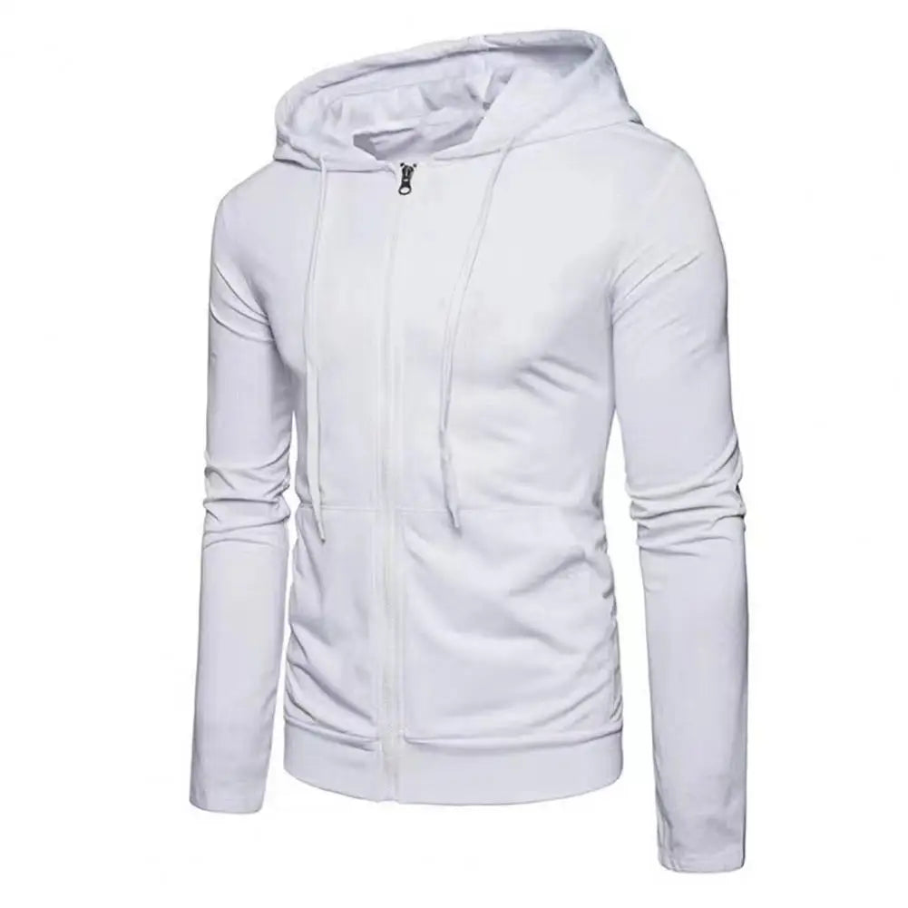 Sudadera Hombre Capucha Cremallera Slim Fit – Casual Otoño Invierno, Colores Sólidos