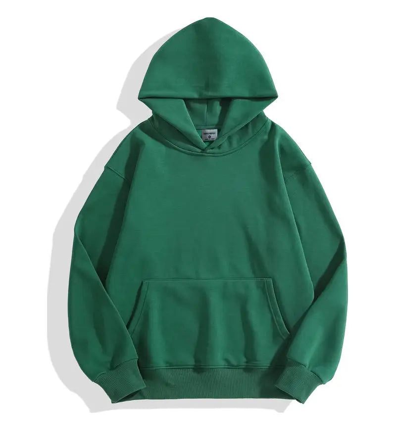 Men's Heavyweight 500GSM Cotton Sweatshirt Solid Color – Premium Thick Autumn Winter Hoodie