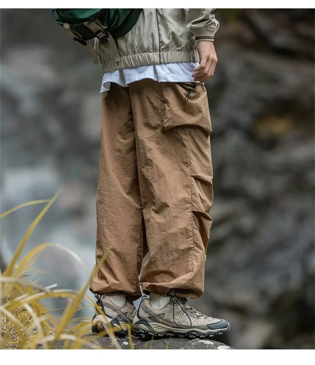 Men's Waterproof Cargo Pants Hip Hop Harajuku – Mountaineering Work Casual Black Spring