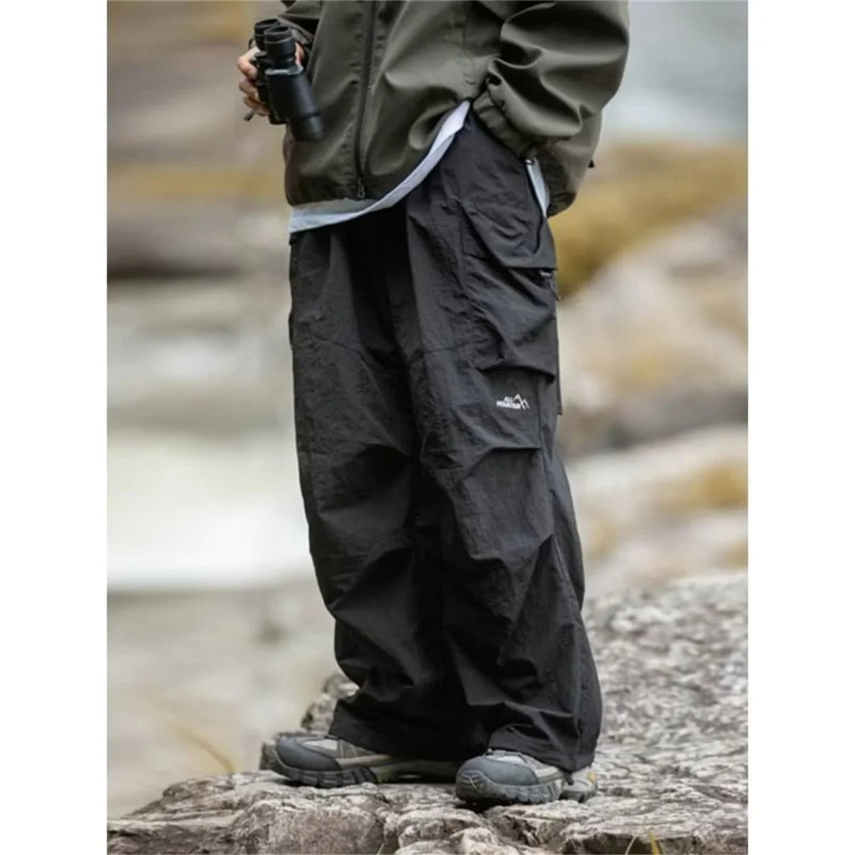 Pantalones Cargo Hombre Impermeables Hip Hop Harajuku – Montañismo Trabajo Casual Negro Primavera