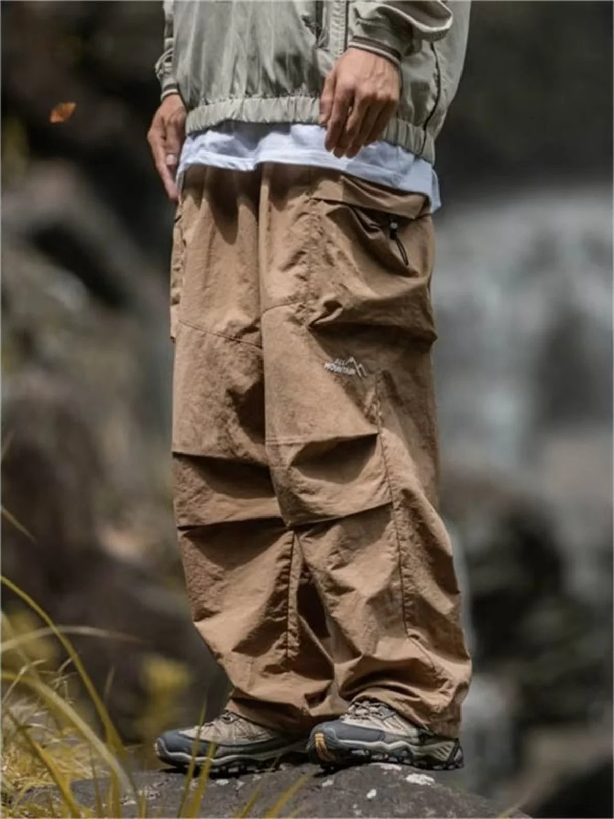 Pantalones Cargo Hombre Impermeables Hip Hop Harajuku – Montañismo Trabajo Casual Negro Primavera
