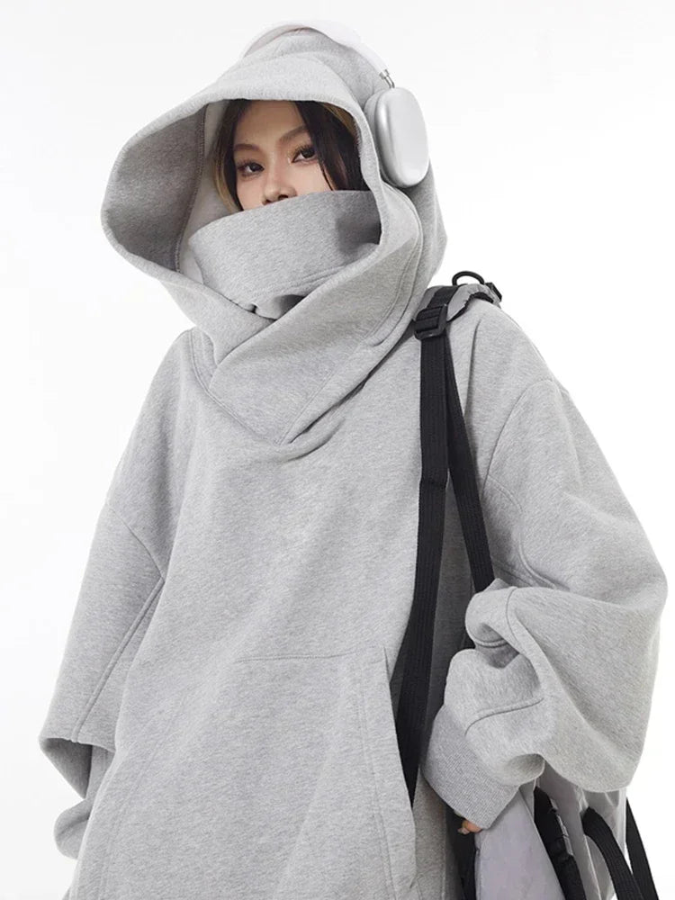 Men's Y2K Oversized Ninja Turtle Turtleneck Hoodie – Vintage Fleece Japanese Hip Hop Streetwear Autumn